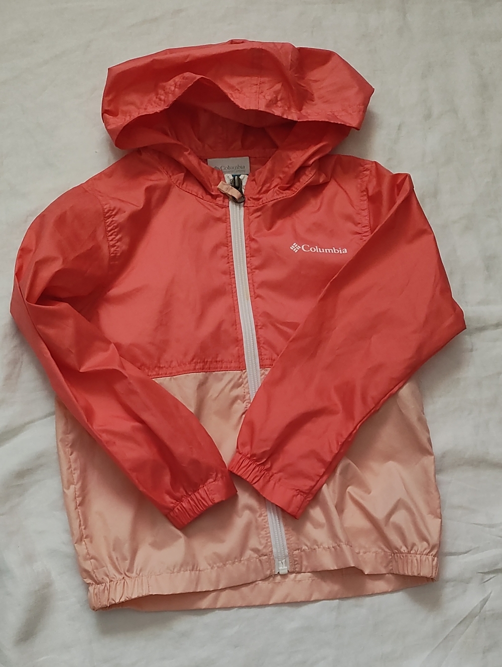 Columbia Kids Coral and Peach Hooded Rain Jacket